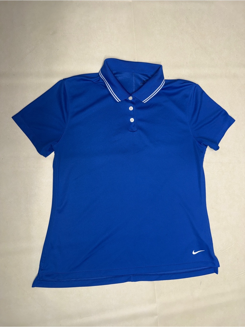 Nike Women’s Blue Short Sleeve Polo with Striped Collar